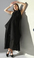 Ladies Chic Dress With Halter Neck Asymmetrical Flowing Hem